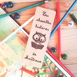 Personalized solid wood Bookmark for end of year gift, master, mistress, ATSEM, nanny