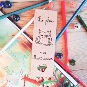 Personalized solid wood Bookmark for end of year gift, master, mistress, ATSEM, nanny