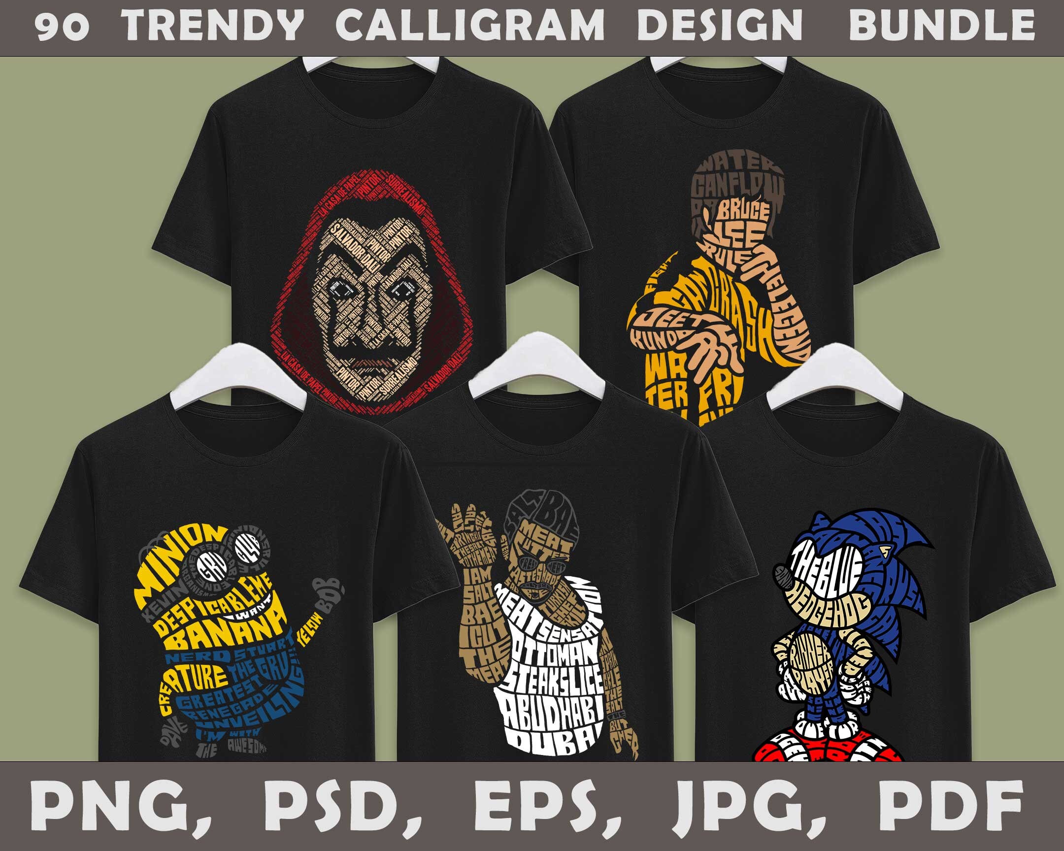 Vector Calligrams 90 Trendy Calligram T-shirt Designs: PNG, AI, Vector (digital Download ...