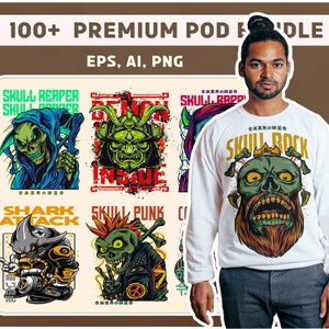 100 + premium t-shirt pod design bundle, high quality print , commercial use SVG files for Cricut, svg, AI, Vector file, digital download