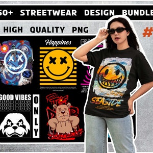 50 + Premium Streetwear urban style design bundle, Modern T-Shirt Design Bundle, Pop Culture, Urban Clothing, T-Shirt Print Design