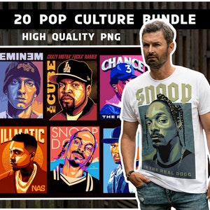 20 pop culture T-Shirt Designs - PNG - Great for Stickers, T-shirts, Hoodies, hip hop bundle T-shirts Png, western T-shirts