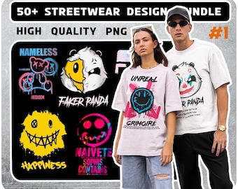 Streetwear T-Shirt Design Bundle: Urban Pop Culture PNG (Digital Download)