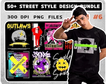50+ Streetwear png Bundle, Tshirt Design Bundle, T-Shirt Print Design, Hip Hop digital download, T-Shirt Pod Design Pack, Trendy Urban PNG