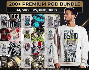 Streetwear T-Shirt Designs Bundle, Trendy Y2K Graphic Tee PNG SVG, Modern Urban Apparel Design Pack, Source Files for POD, Vector Streetwear