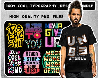 Urban Typography T-Shirt Design Bundle: 160+ PNG Files (Digital Download)