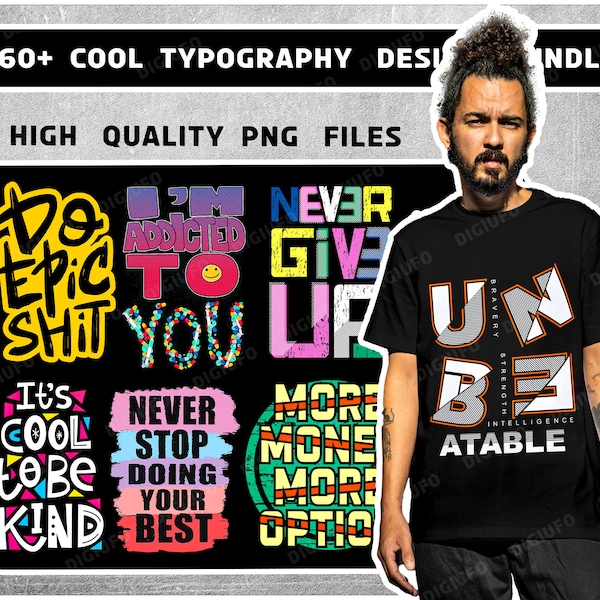 160 + Cooles Typografie Urban Style Design Bundle, Modernes T-Shirt Design Bundle, Pop Kultur, Urban Clothing, T-Shirt Print Design