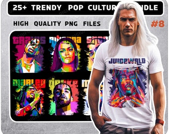 25+ pop culture T-Shirt Designs - PNG - Great for Stickers, T-shirts, Hoodies, hip hop bundle T-shirts Png, western T-shirts