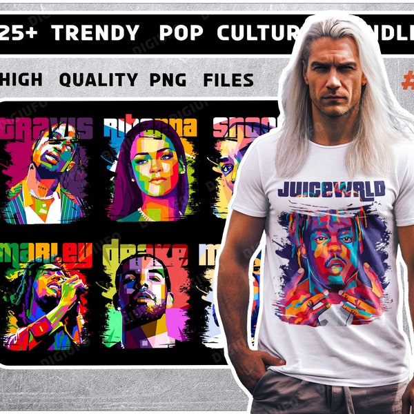 25+ pop culture T-Shirt Designs - PNG - Great for Stickers, T-shirts, Hoodies, hip hop bundle T-shirts Png, western T-shirts