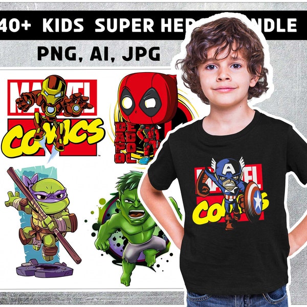 40+ kids superhero bundle -Super heroes Kids Digital Set - Clipart images - kids PNG - Super heroes Avengers kids Digital Papers