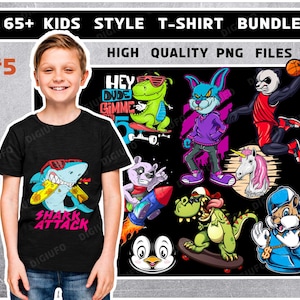 65+ kids t-shirt bundle -cartoon style Kids Digital Set - Clipart images - kids PNG - Super heroes games kids Digital Papers