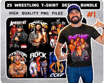 25 Wrestling tee Png bundle, high quality print on demand designs, commercial use files for Cricut, Png, poster, t-shirt printable