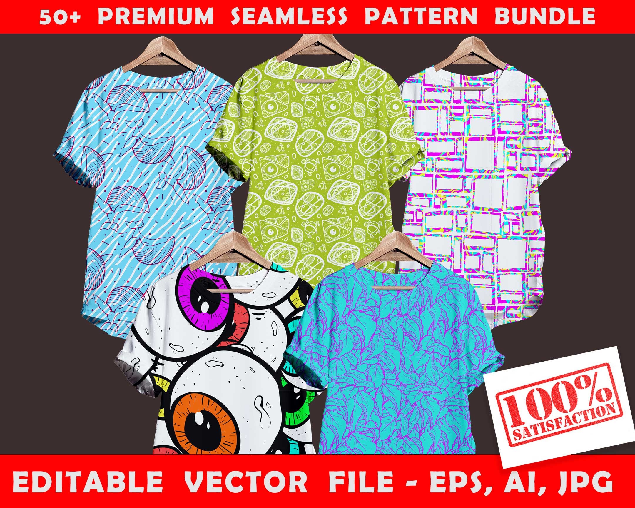 Seamless Pattern T-shirt Design Bundle | All Over Print Pattern Pack ...