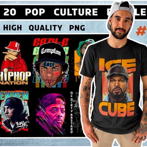 20 Popkultur T-Shirt Designs - PNG - ideal für Aufkleber, T-Shirts, Hoodies, Hip-Hop-Bündel T-Shirts Png, westliche T-Shirts