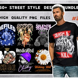 50 + premium t-shirt pod design bundle, high quality print, commercial use Png files for Cricut, comic Png, digital download