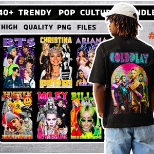 40+ Popkultur T-Shirt Designs - PNG - ideal für Aufkleber, T-Shirts, Hoodies, Hip-Hop-Bundle T-Shirts Png, westliche T-Shirts