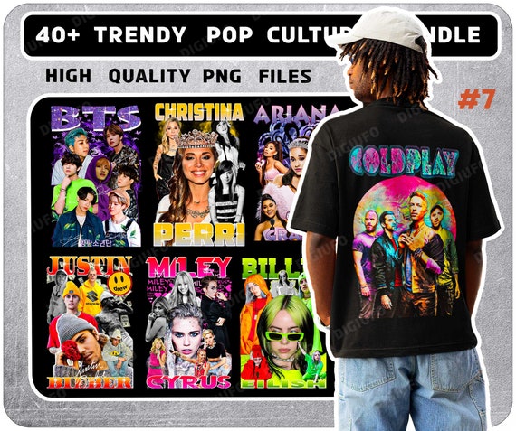 Pop Culture T-Shirt Designs: PNG Bundle for Stickers, Hoodies (Digital Download)