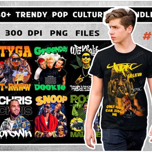 40+ Popkultur T-Shirt Designs - PNG - Ideal für Aufkleber, T-Shirts, Hoodies, Hip-Hop-Bundle-T-Shirts Png, westliche T-Shirts