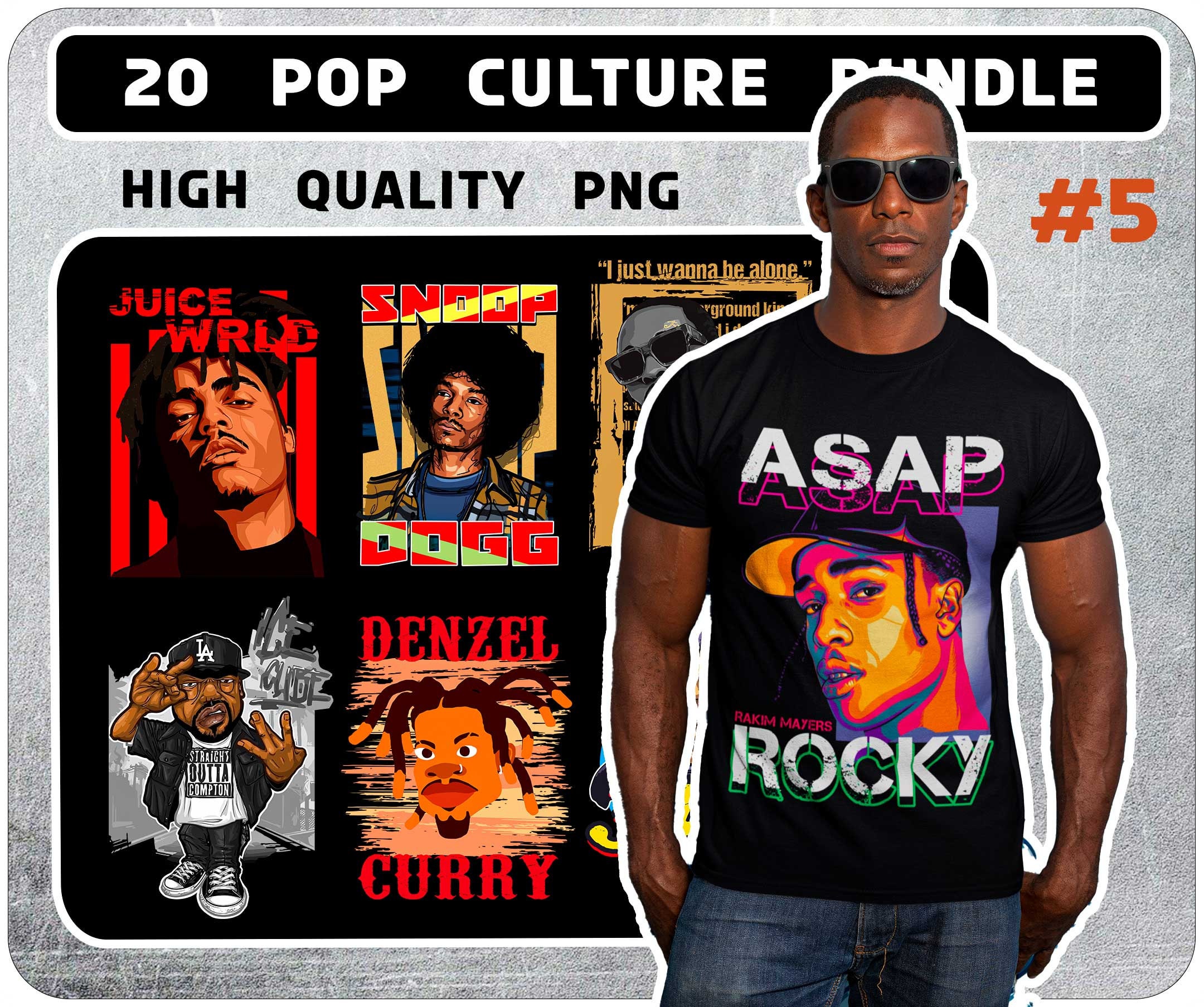 20 Pop Culture T-shirt Designs PNG Great for Stickers - Etsy