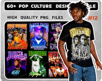 60+ pop culture T-Shirt Designs - PNG - Great for Stickers, T-shirts, Hoodies, hip hop bundle T-shirts Png, western T-shirts