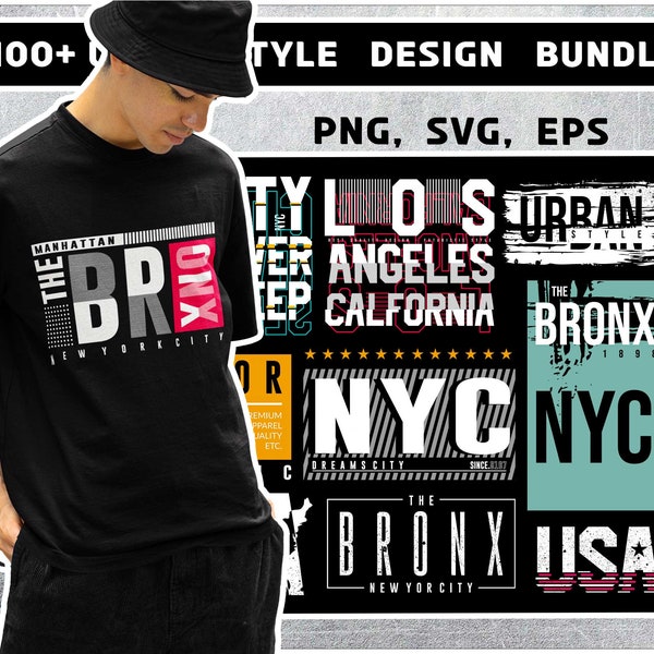 100 + Premium Urban Streetwear style design bundle, Modern T-Shirt Design Bundle, Pop Culture, Urban Clothing, T-Shirt Print Design