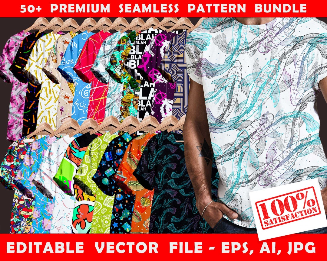 Seamless Pattern T-shirt Design Bundle | All Over Print Pattern Pack ...