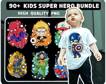 Kids Superhero Clipart Bundle: 90+ PNG Images (Digital Download)