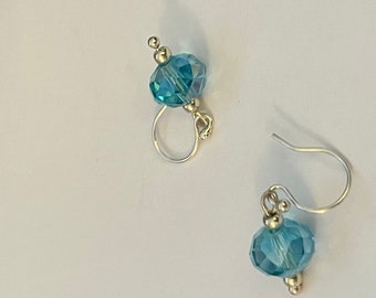 Iridescent Light Blue Drop Earrings