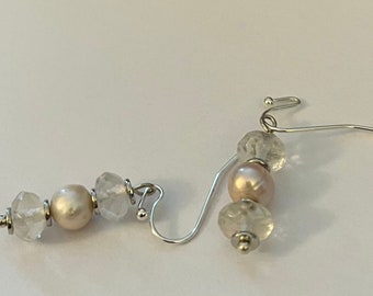 Pretty Pearl and Glass Drop Earrings