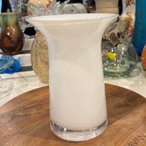 Rosendahl Filigran vase by Lin Utzon, Danish, White Glass, Hand blown, Signed