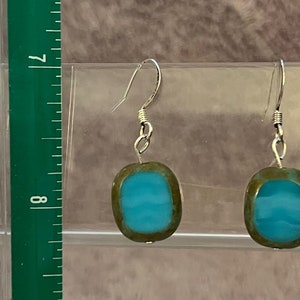 Turquoise Blue Ceramic Earrings, Sterling, NWOT image 2