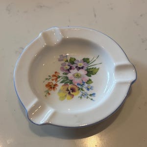 Shelley Bone China Ashtray / Trinket Dish, Pansies and flowers