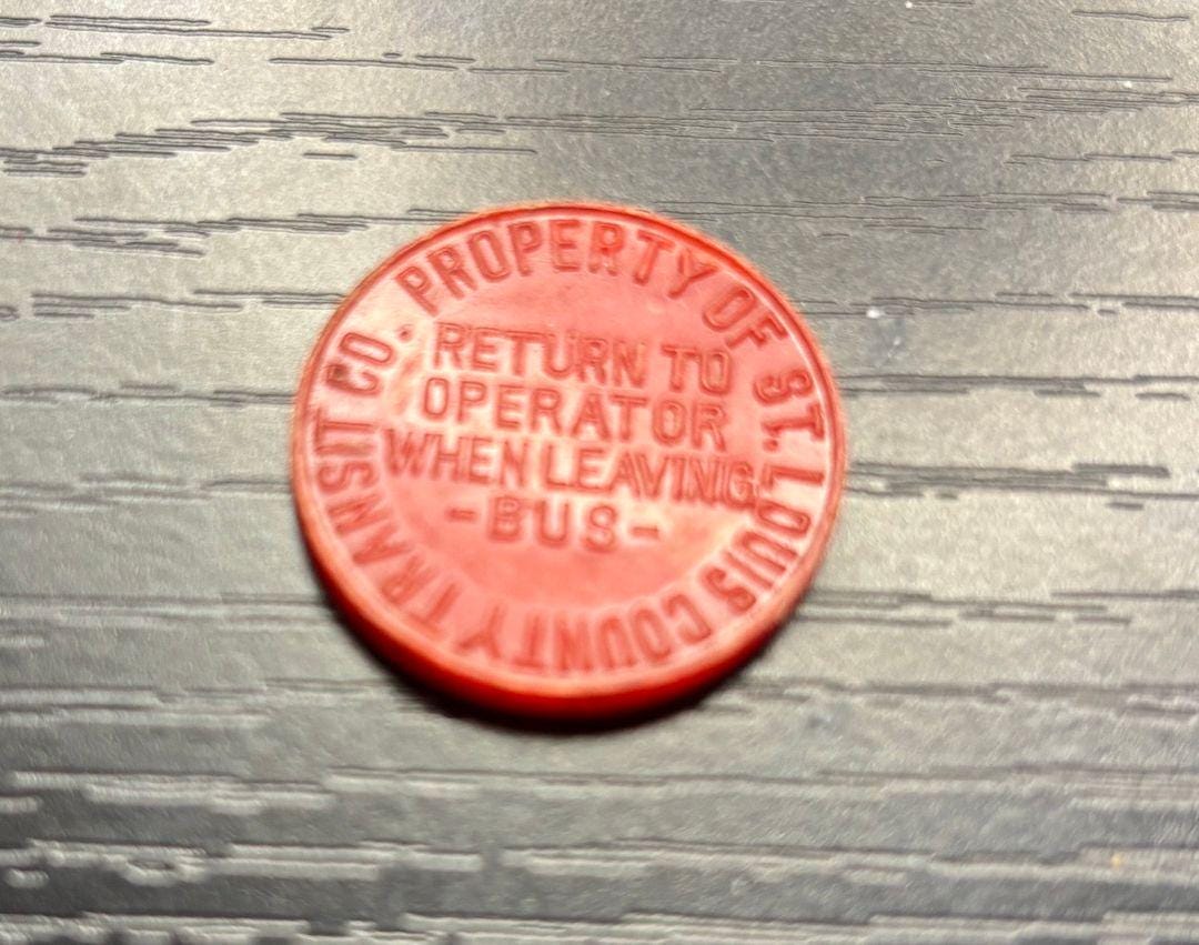 Vintage Bus Token, St Louis Transit, Plastic, Red - Etsy