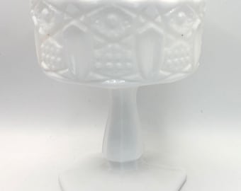 Compota de vidrio opalino L.E. Smith, diseño de caña y arcos, vintage, n.° 317