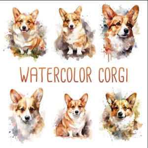 Corgis Aquarell, Corgis PNG, Aquarell Clipart, niedliche Tier Clipart, Aquarellmalerei, ideal für Corgis personalisierte Geschenke, Sublimation