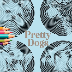 Cute Dogs Coloring Pages For Adults, Very Pretty Printable Coloring Pages in Spirals, Fill The Line, No Skill Required, Dog Portraits