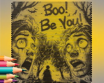 Spooky but Inspirational Coloring Pages For Adults, Fun To Fill In Printable Coloring Pages in Spirals, One Line, No Skill Required