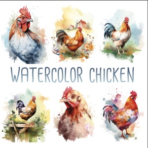 Poulet aquarelle, poulet Clipart aquarelle PNG, aquarelle, poulet Art, fond Transparent, téléchargement numérique