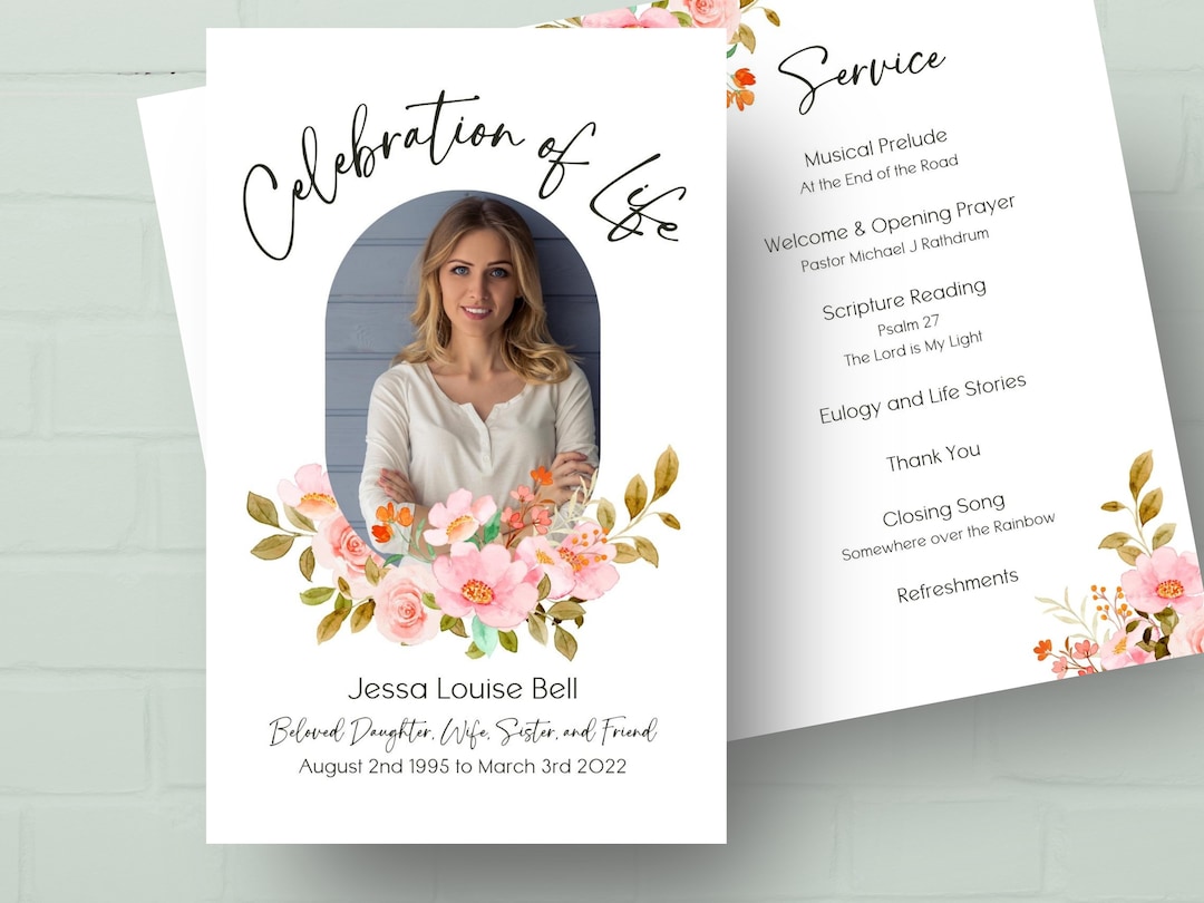 Editable Funeral Template Instant Download Celebration of Etsy Editable Funeral Template Instant Download Celebration of Etsy