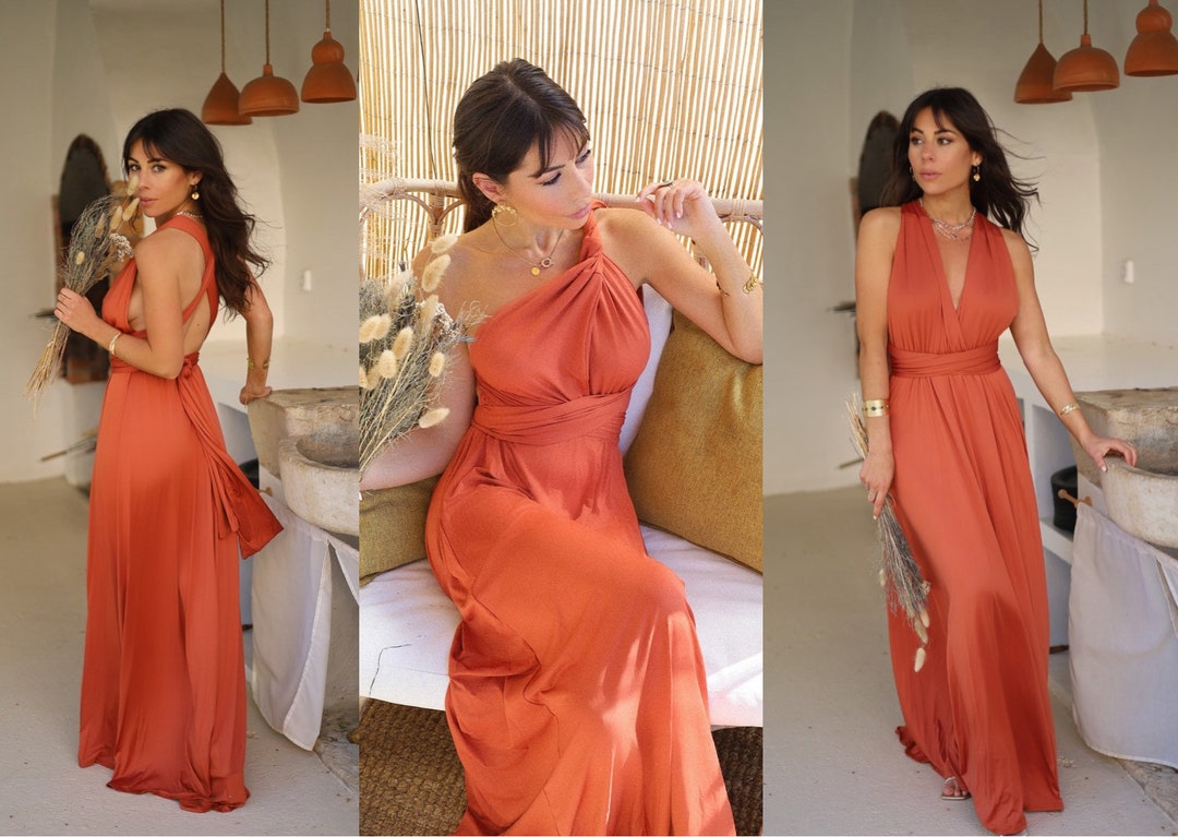 Robe demoiselle dhonneur multipositions terracotta, robe infinity