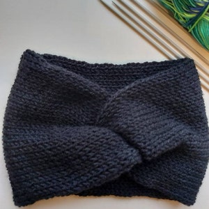 Black knitted winter headband