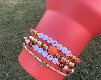 Pumpkin Spice Stanley Bracelets- Tumbler Boot Topper/ Charm Stacked Bracelets
