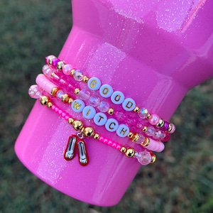 Wicked Inspired Stanley Bracelets- Tumbler Boot Topper/ Charm Stacked Bracelets- Glinda- Good Witch