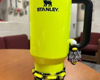 Neon Yellow Bracelets for Stanley - Tumbler Bracelets- Boot Topper/ Charm Stacked Bracelets