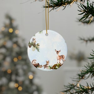 Ceramic Ornaments (1pc, 3pcs, 5pcs, 10pcs), woodland ornaments, animal ornaments, Christmas ornaments, tree trim ornaments, dog ornaments