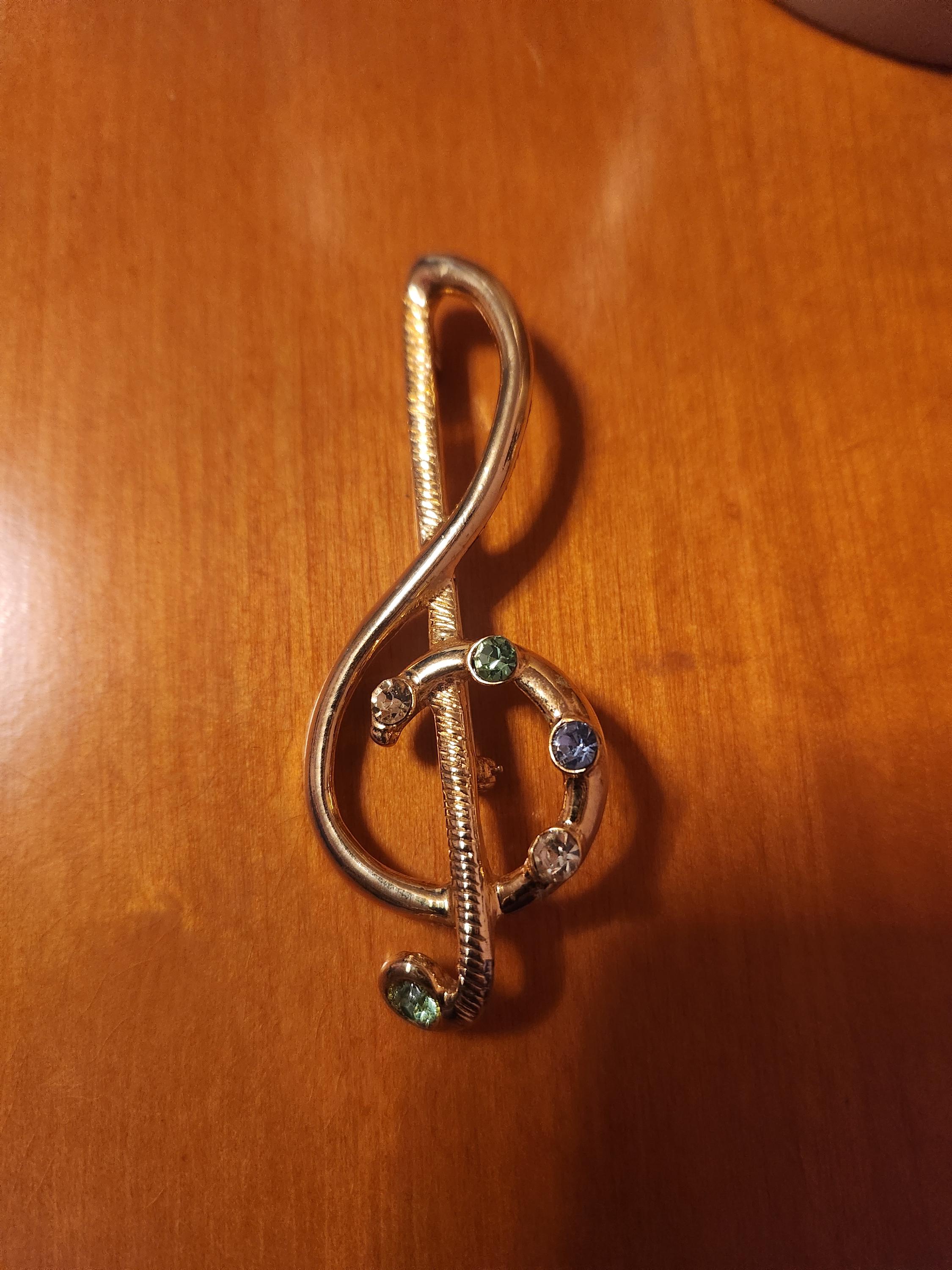 Treble Clef Brooch Vintage Gold - Etsy