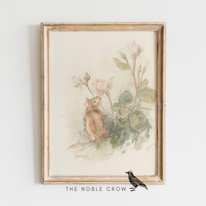 Vintage Spring Mouse Painting | Spring Art Print | Nursery Decor | Baby Room Print Girl Nursery Boy Nursery | Digital Download | AR-SP2405