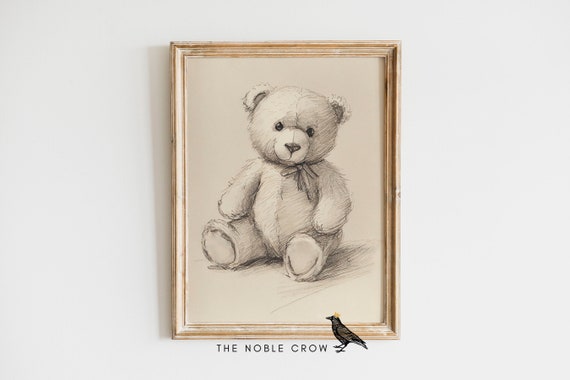 Vintage Toys Teddy Bear | Teddy Bear Print, Nursery Decor, PRINTABLE Art, Nursery Wall Art, Toy Animal Babies, Baby Room Art | AR6516