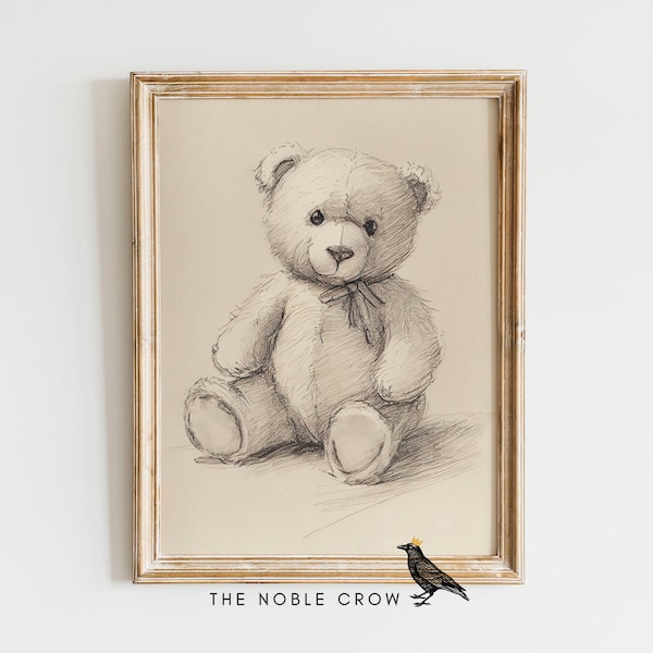 Jouets vintage ours en peluche | Ours en peluche, décoration de chambre d'enfant, oeuvre d'art à imprimer, oeuvre d'art murale pour chambre de bébé, jouets pour bébés animaux, oeuvre d'art pour chambre de bébé | AR6516