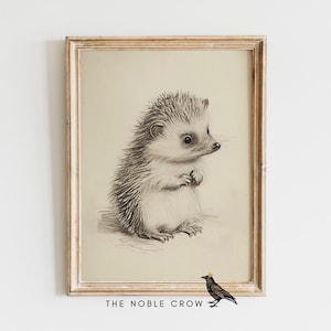 Woodland Baby Hedgehog Animal Print, Nursery Decor, PRINTABLE Art, Nursery Wall Art, Forest Animal Babies, Baby Room Art | AR6507